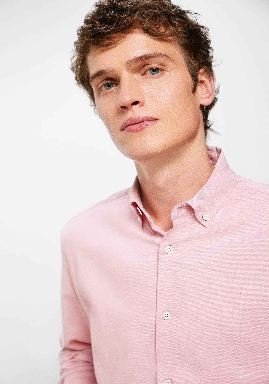 Springfield Textured coloured shirt - Pink 4 Shaws Department Stores