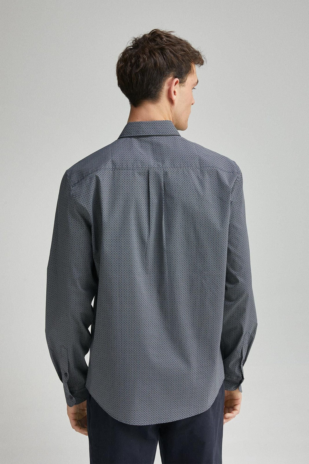 Springfield Easy care micro print poplin shirt - Blue 6 Shaws Department Stores