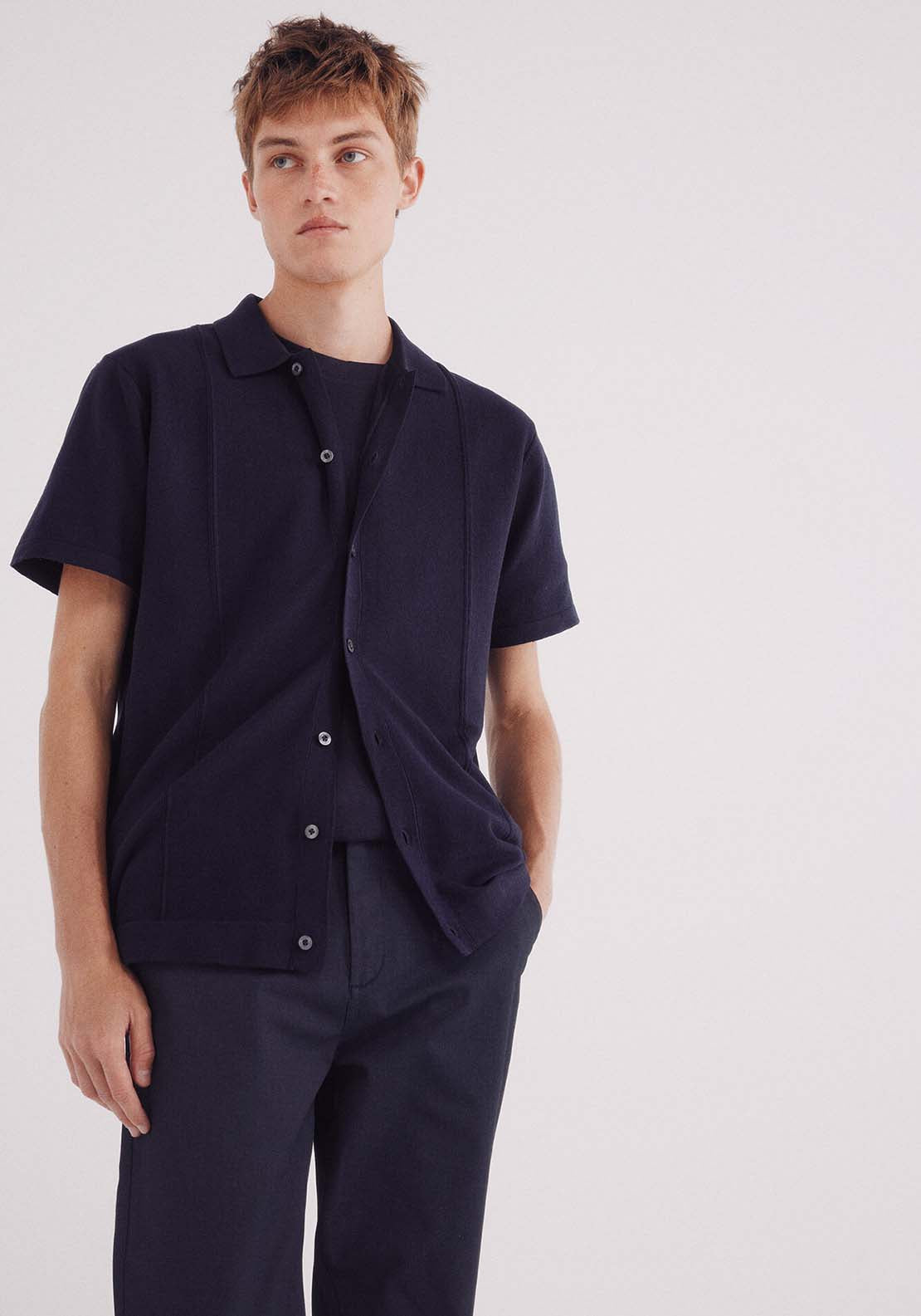 Slim Fit Micro-Printed Chinos Pants - Blue