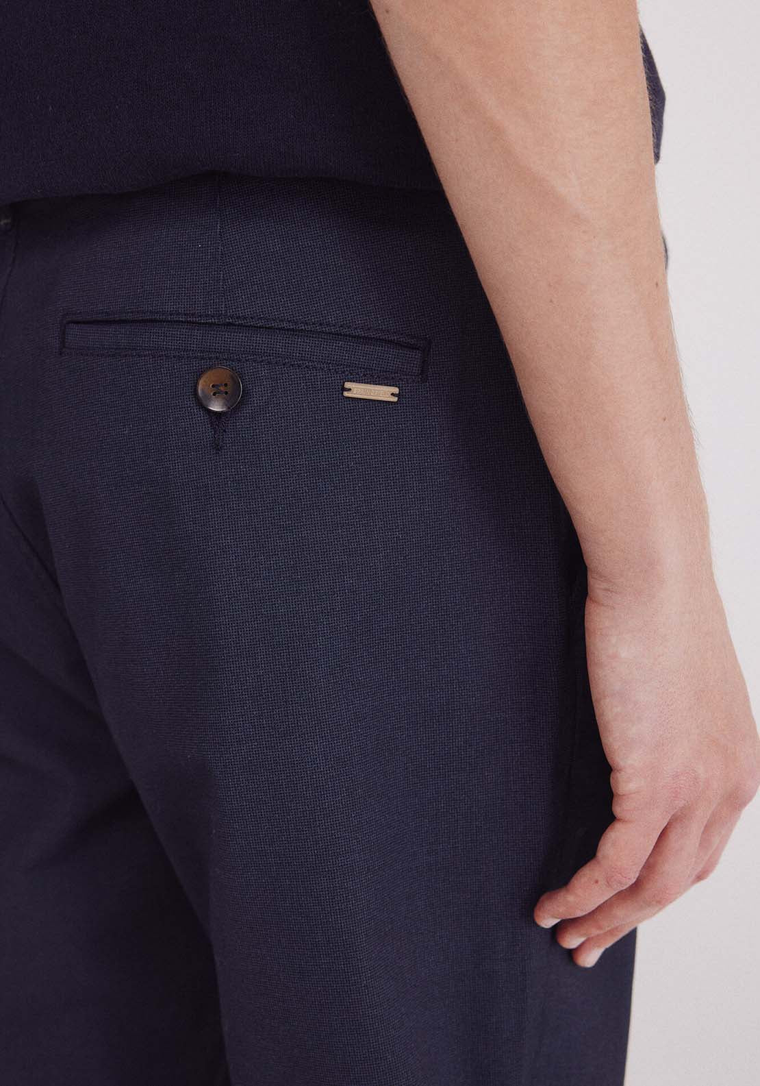 Slim Fit Micro-Printed Chinos Pants - Blue