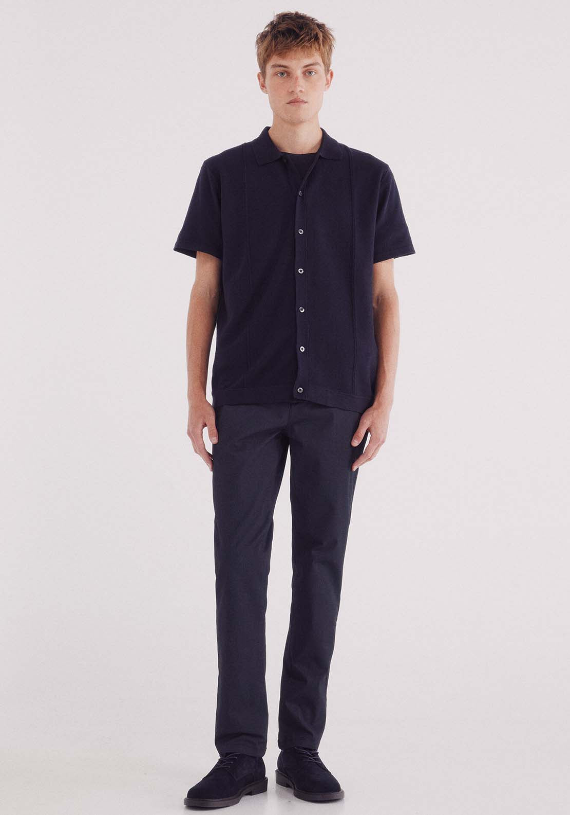 Slim Fit Micro-Printed Chinos Pants - Blue