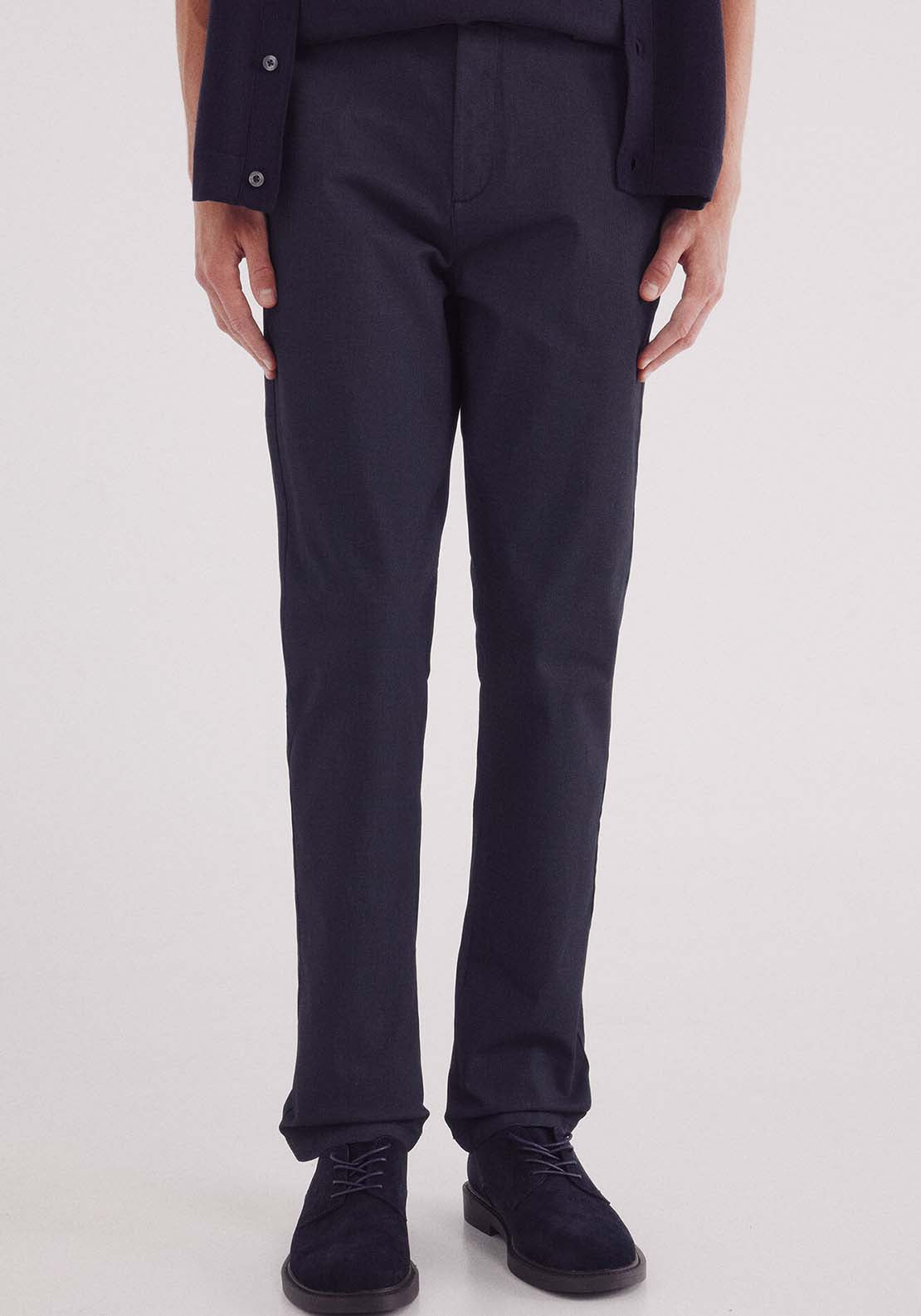 Slim Fit Micro-Printed Chinos Pants - Blue