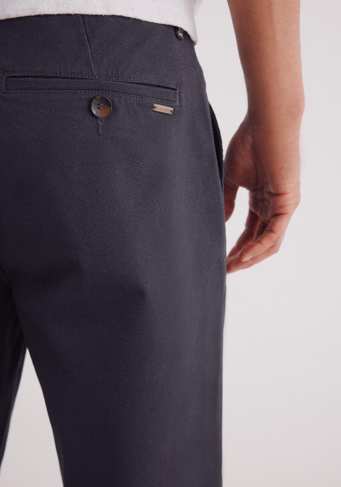 Springfield Slim Fit Micro-Printed Chinos Pants - Grey 5 Shaws Department Stores