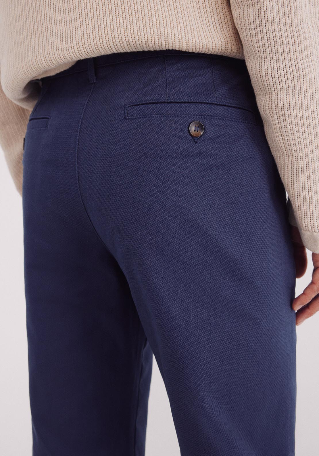 Slim Fit Micro Printed Chino Pants - Blue
