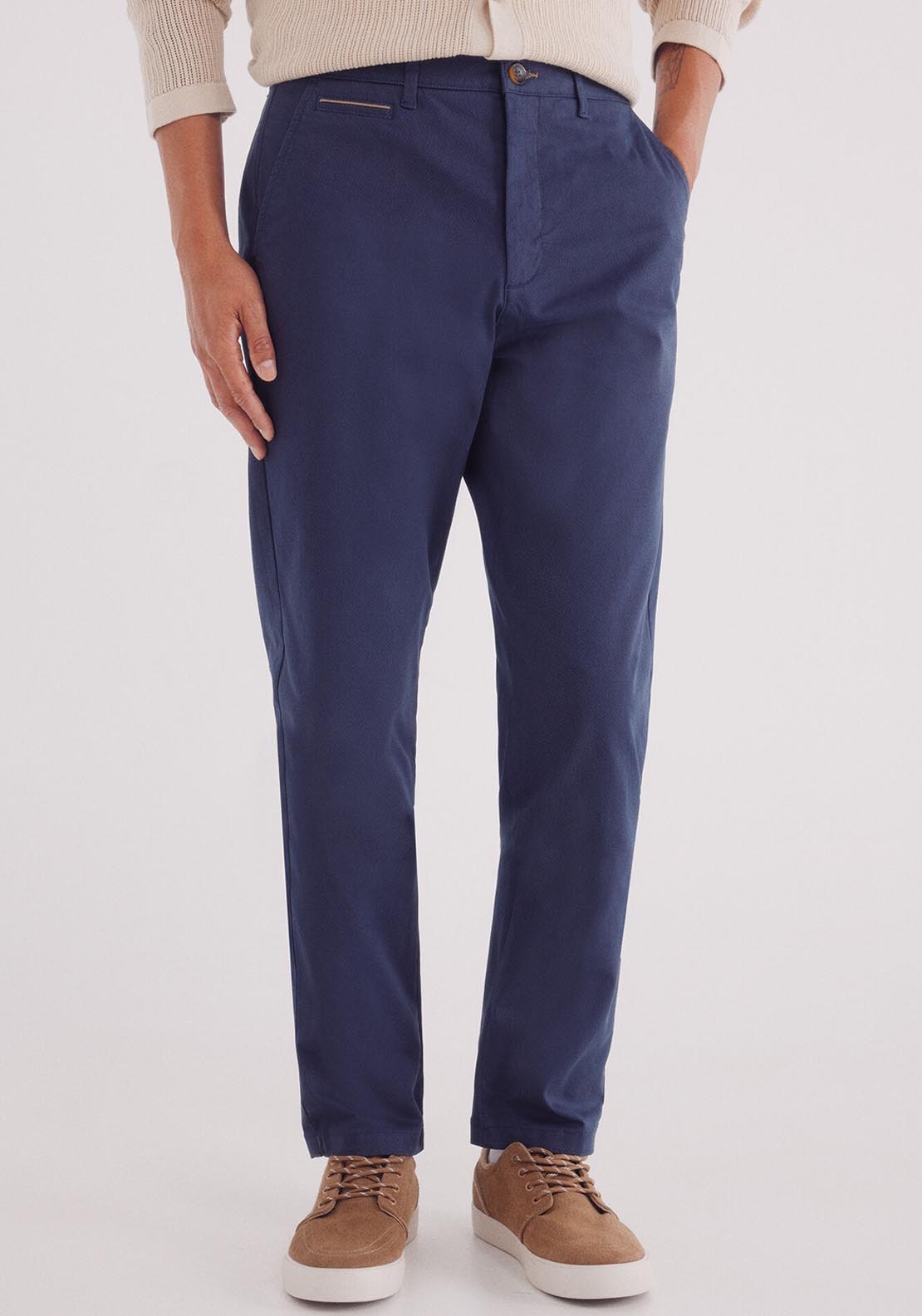 Slim Fit Micro Printed Chino Pants - Blue