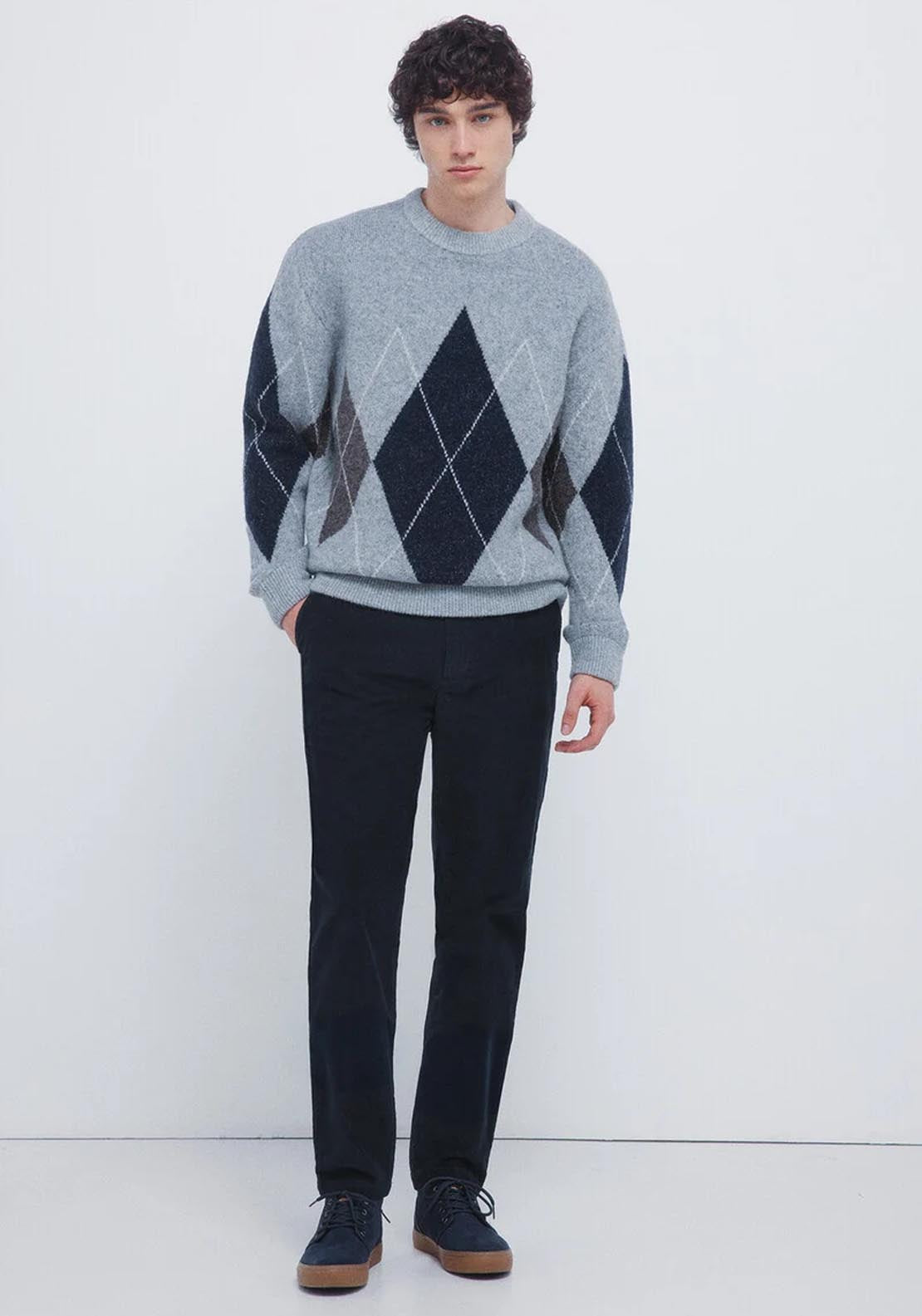 Springfield Slim Fit Corduroy Chinos - Dark Blue 5 Shaws Department Stores