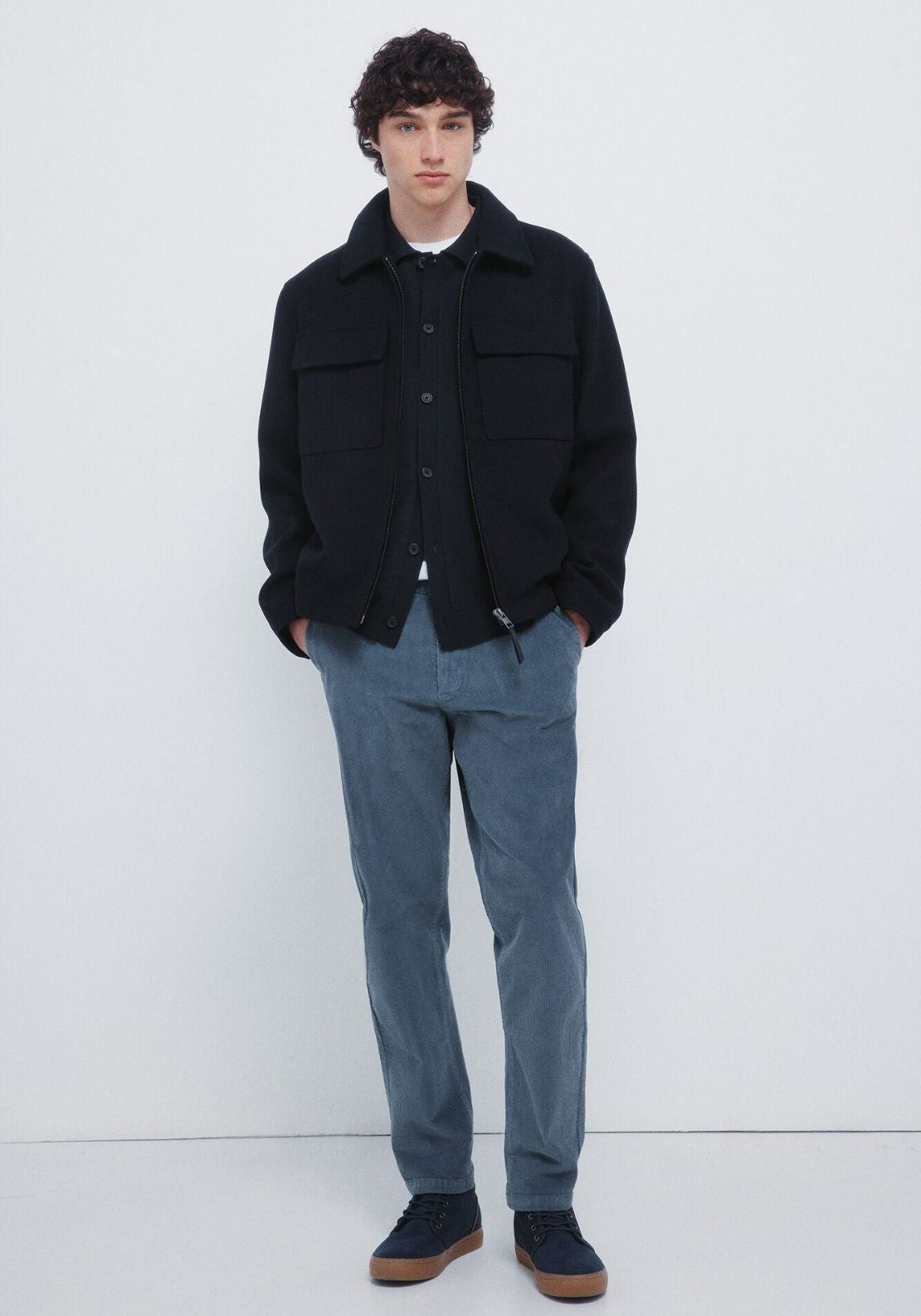 Slim Fit Corduroy Chinos - Blue