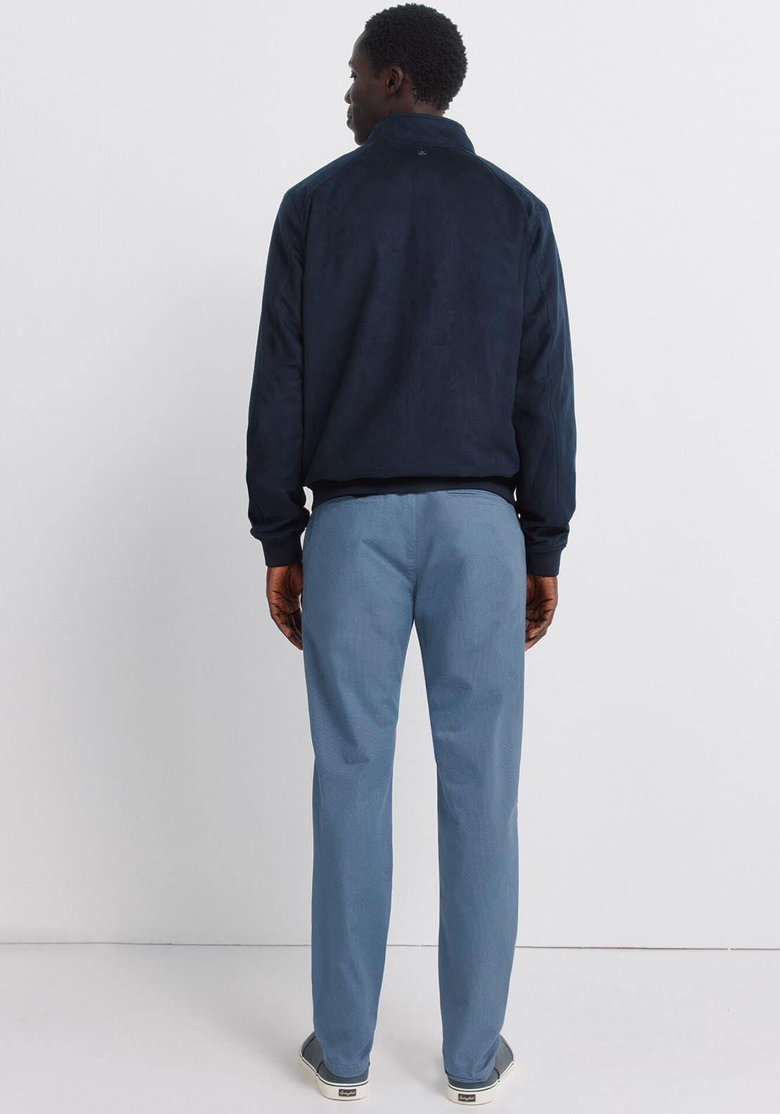 Slim Fit Micro-Print Trousers - Blue