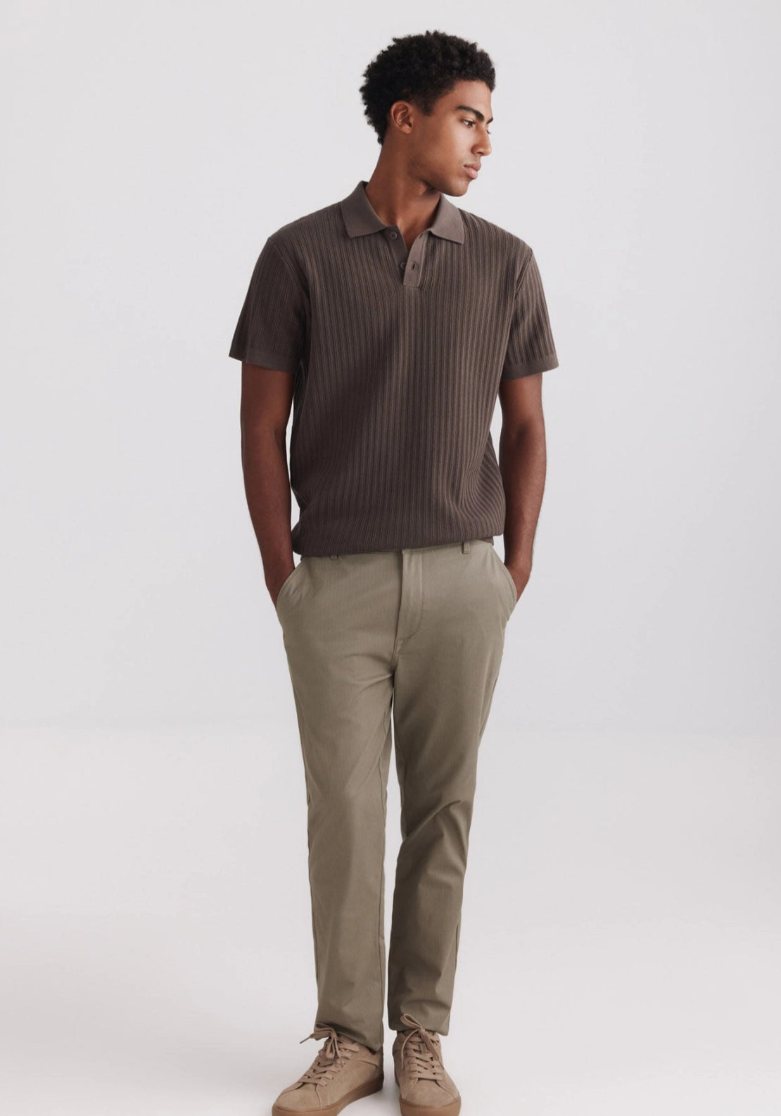 Slim Fit Structure Chino - Beige