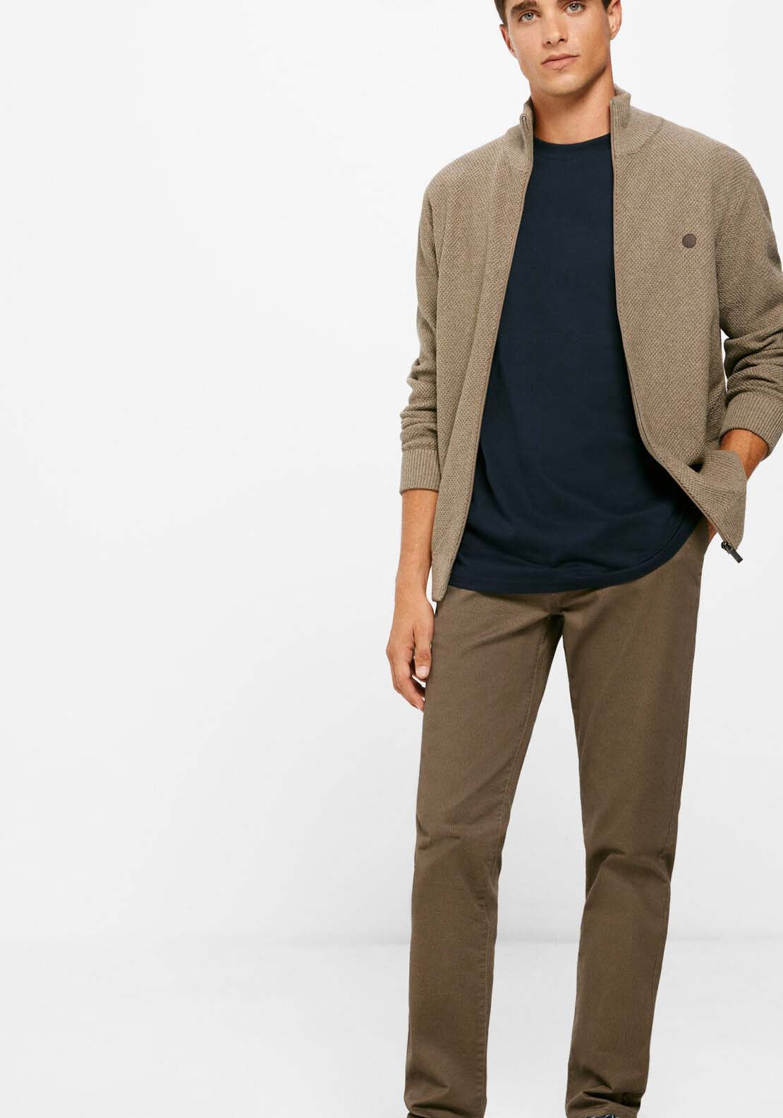 Springfield Micro-print chinos - Brown 2 Shaws Department Stores