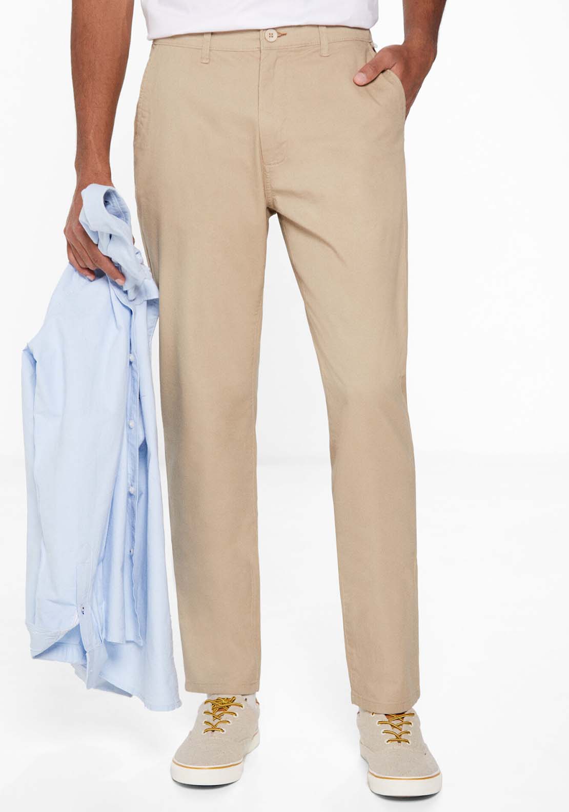 Springfield Micro-print chinos - Beige 1 Shaws Department Stores