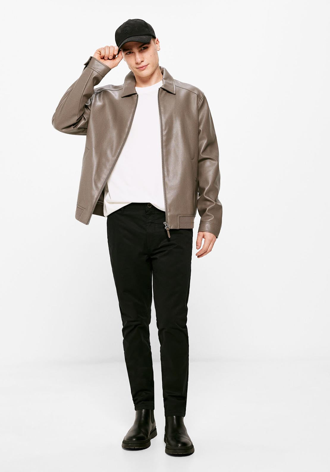 Springfield Skinny Basic Patterned Chino - Black 5 Shaws Department Stores