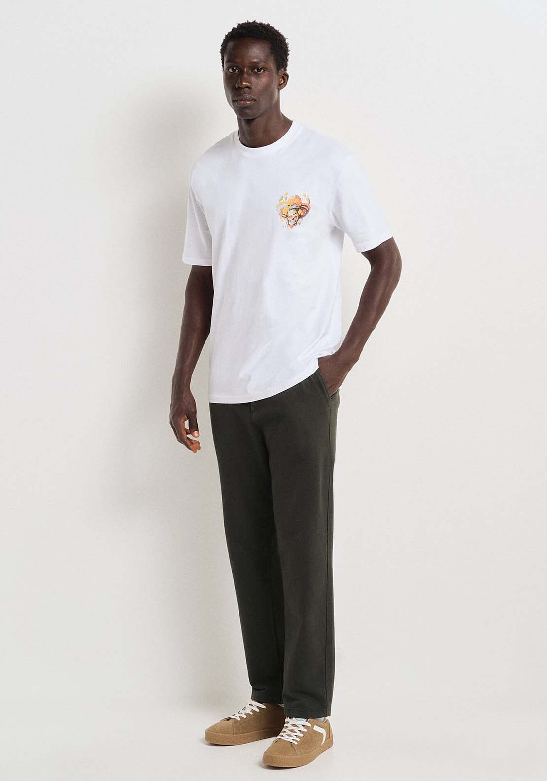 Springfield Comfort knit chinos pants - Green 2 Shaws Department Stores