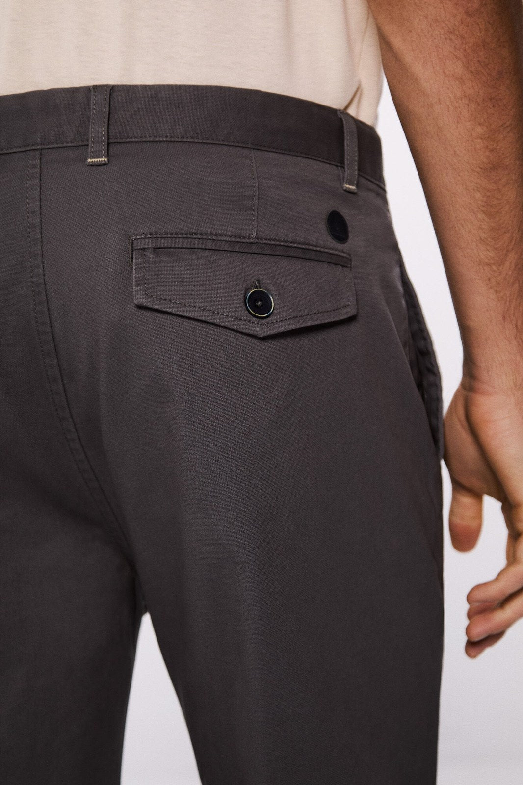 Springfield Slim fit microstructure trousers - Grey 5 Shaws Department Stores