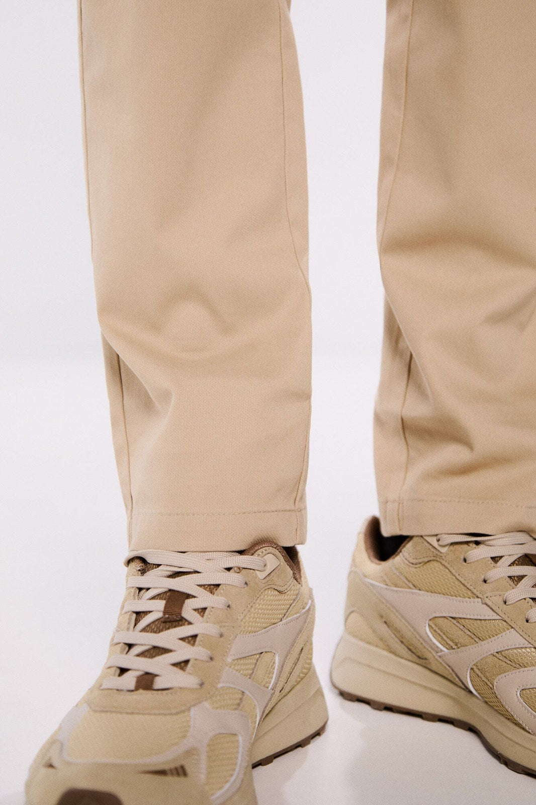 Springfield Slim fit microstructure trousers - Beige 5 Shaws Department Stores