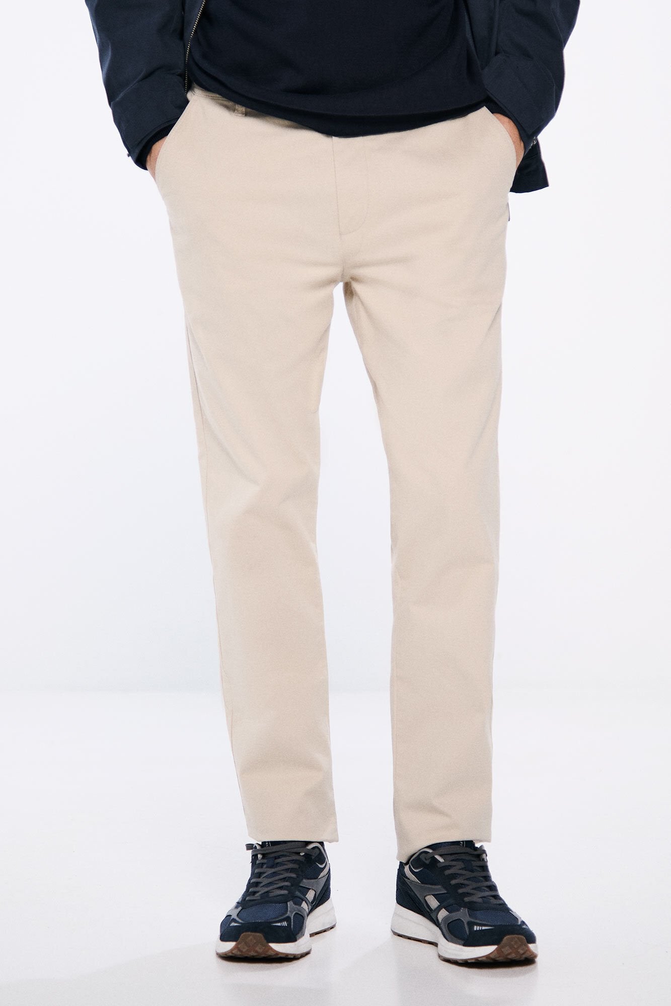 Springfield Slim fit colored chinos pants - Beige 7 Shaws Department Stores