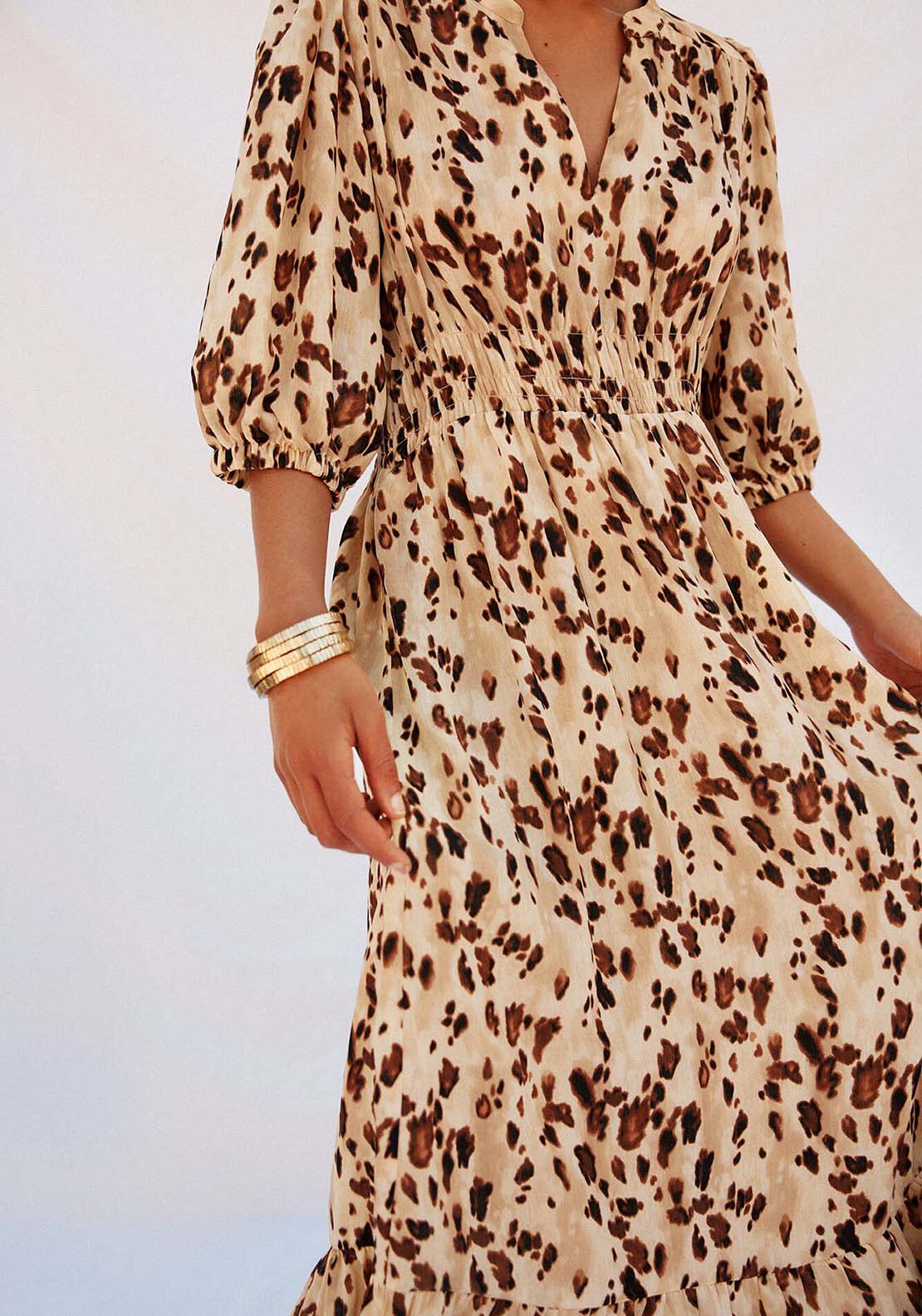 Long Fitted Print Dress - Multicolour