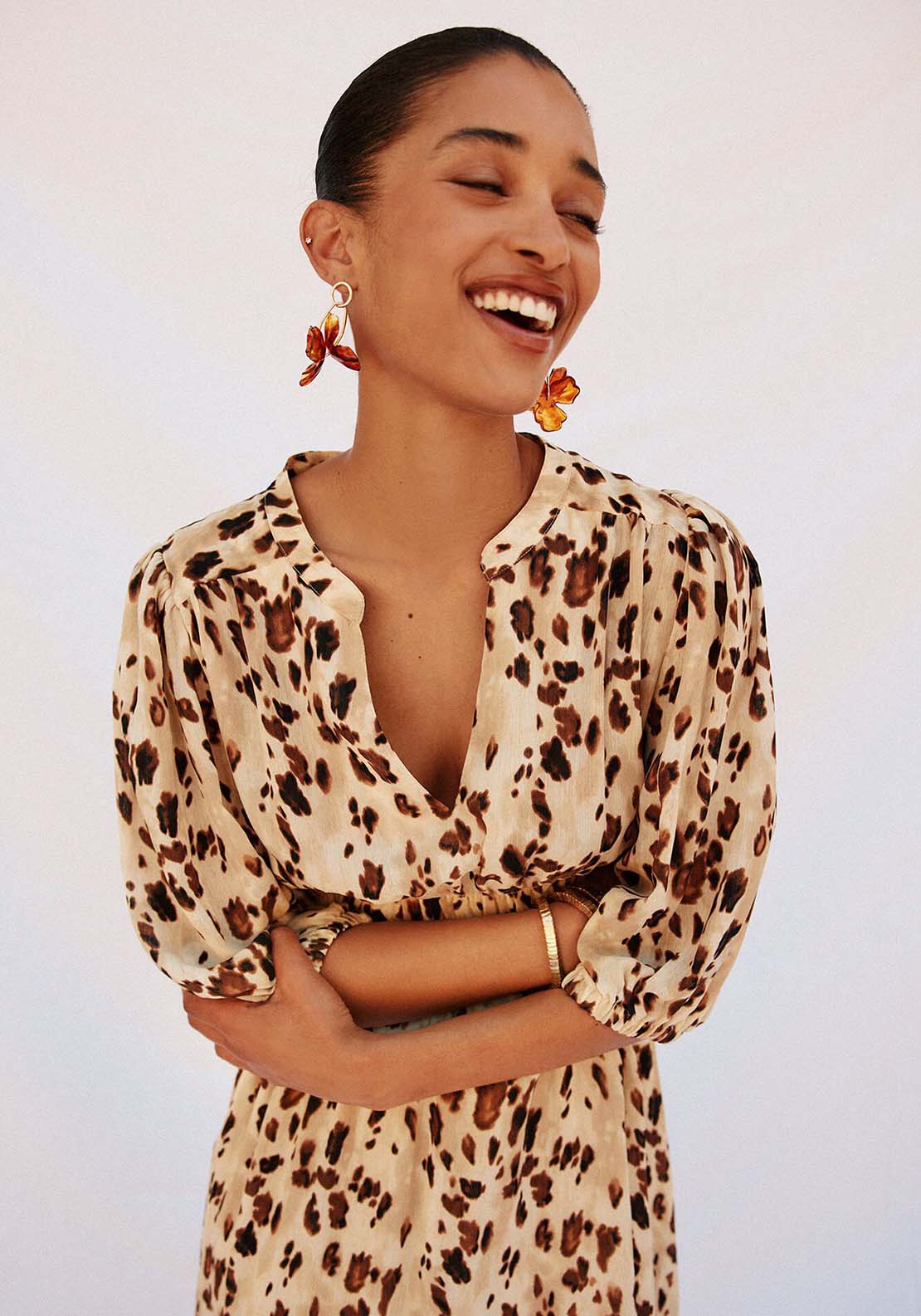 Long Fitted Print Dress - Multicolour