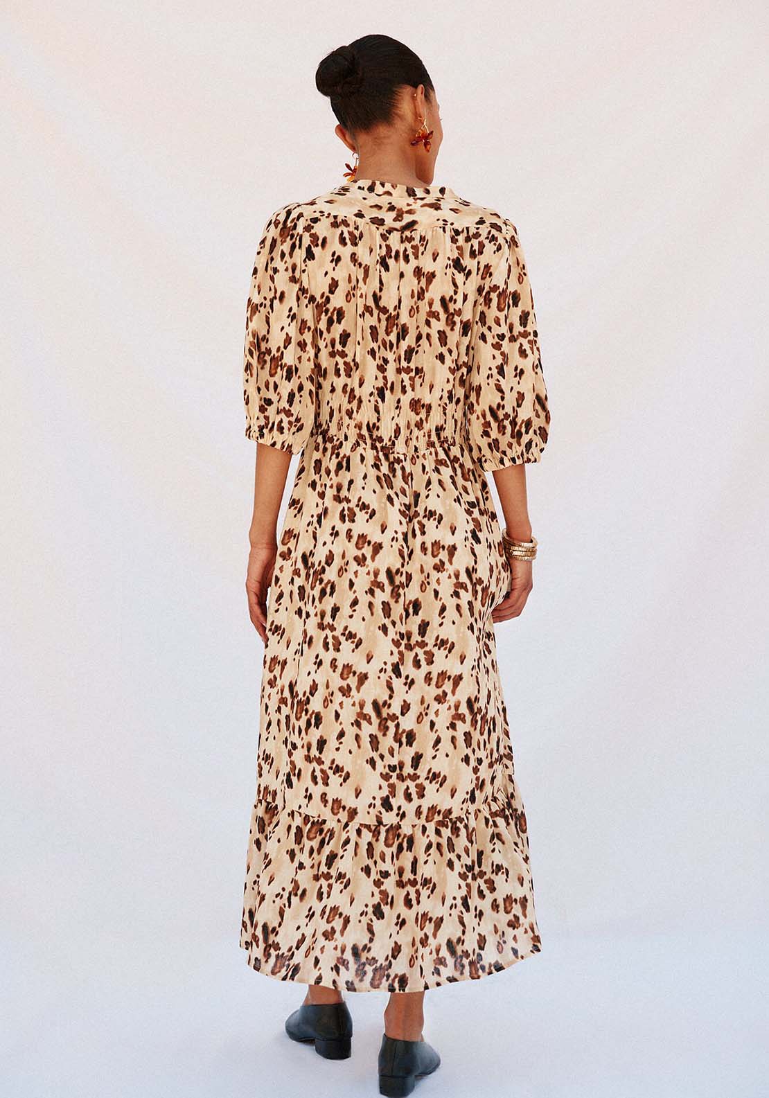 Long Fitted Print Dress - Multicolour
