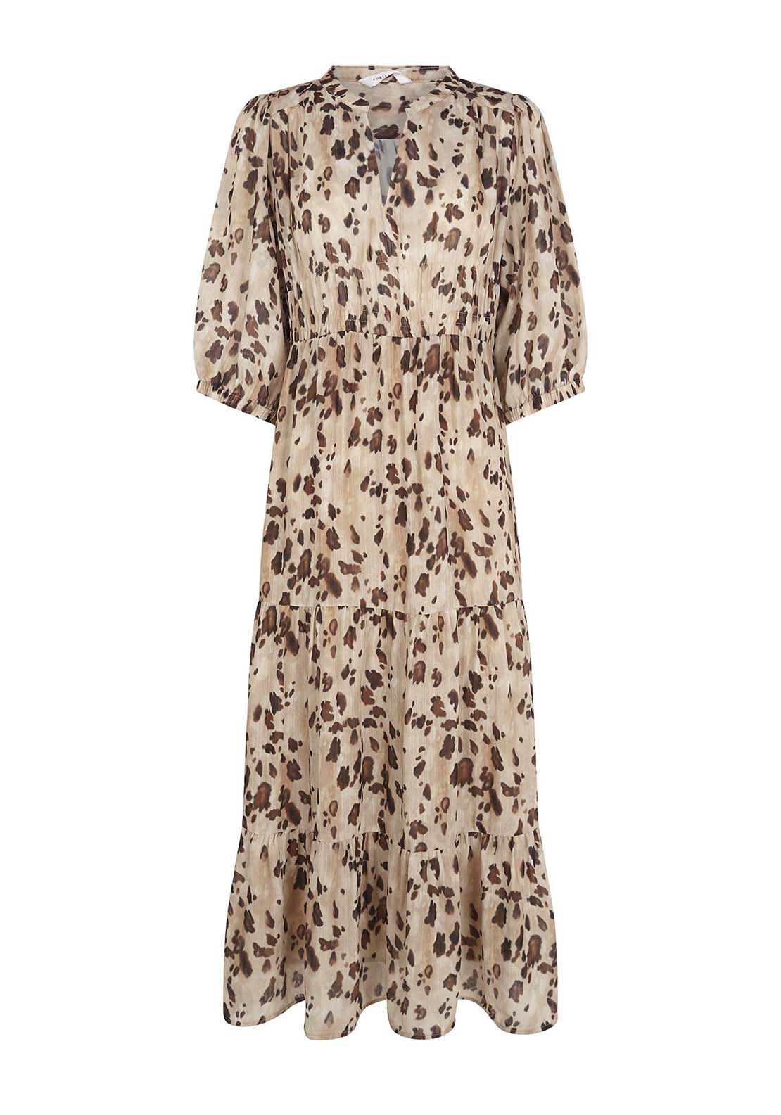 Long Fitted Print Dress - Multicolour