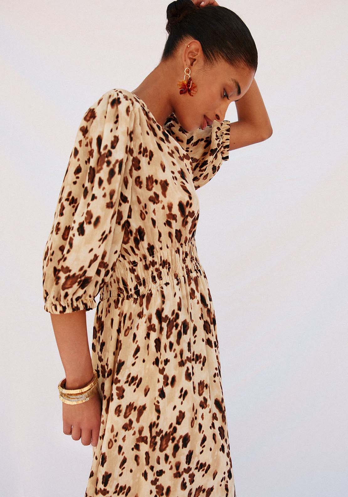 Long Fitted Print Dress - Multicolour