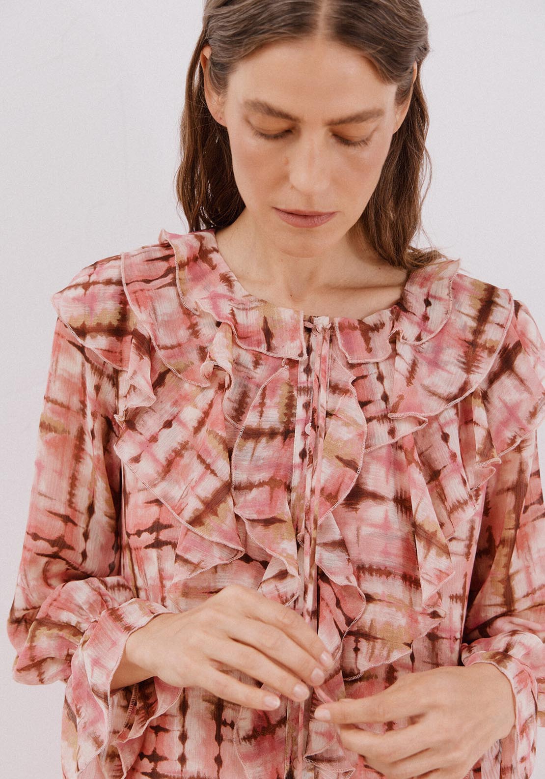 Cortefiel Fluid Ruffle Dress - Multicolour 3 Shaws Department Stores