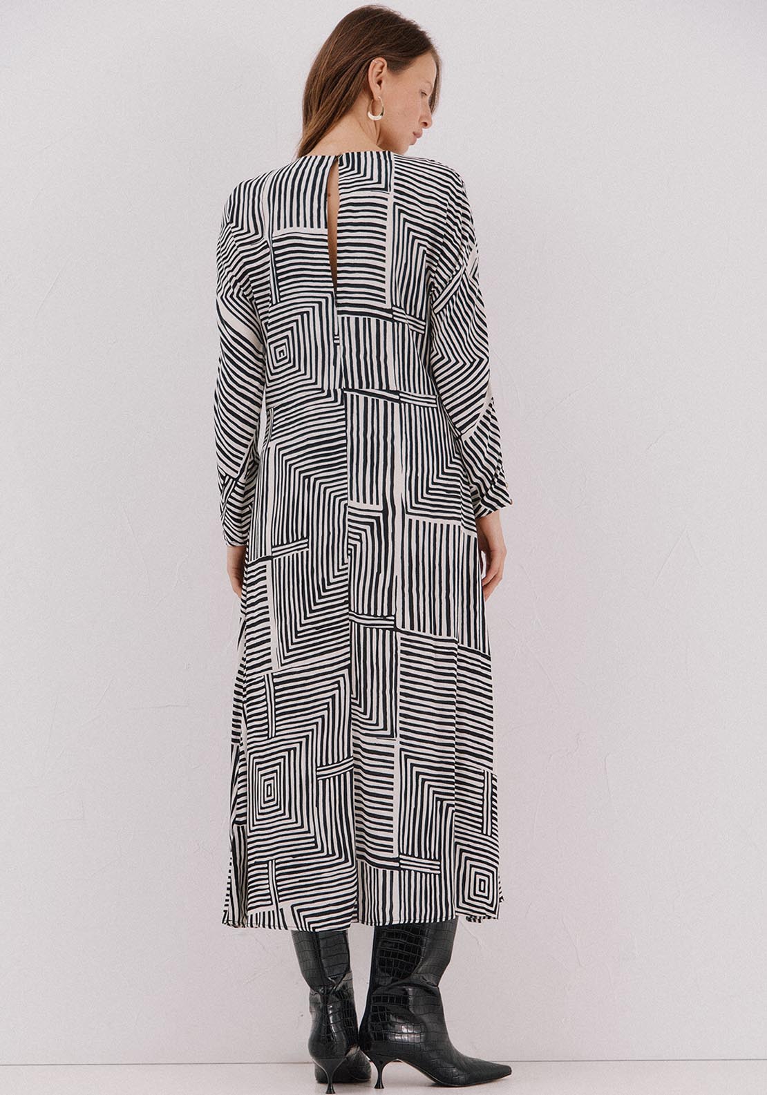 Printed Midi Dress - Burgundy