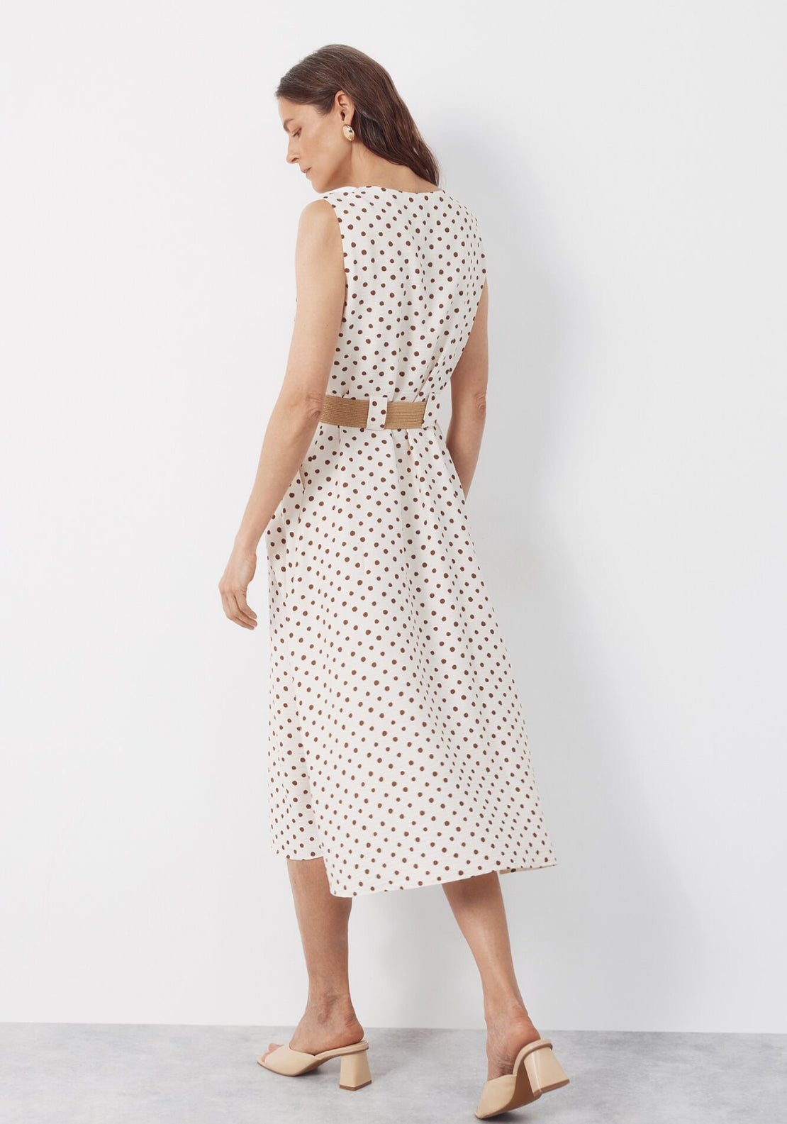 Cortefiel Fluid Embroidered Printed Dress - White 2 Shaws Department Stores