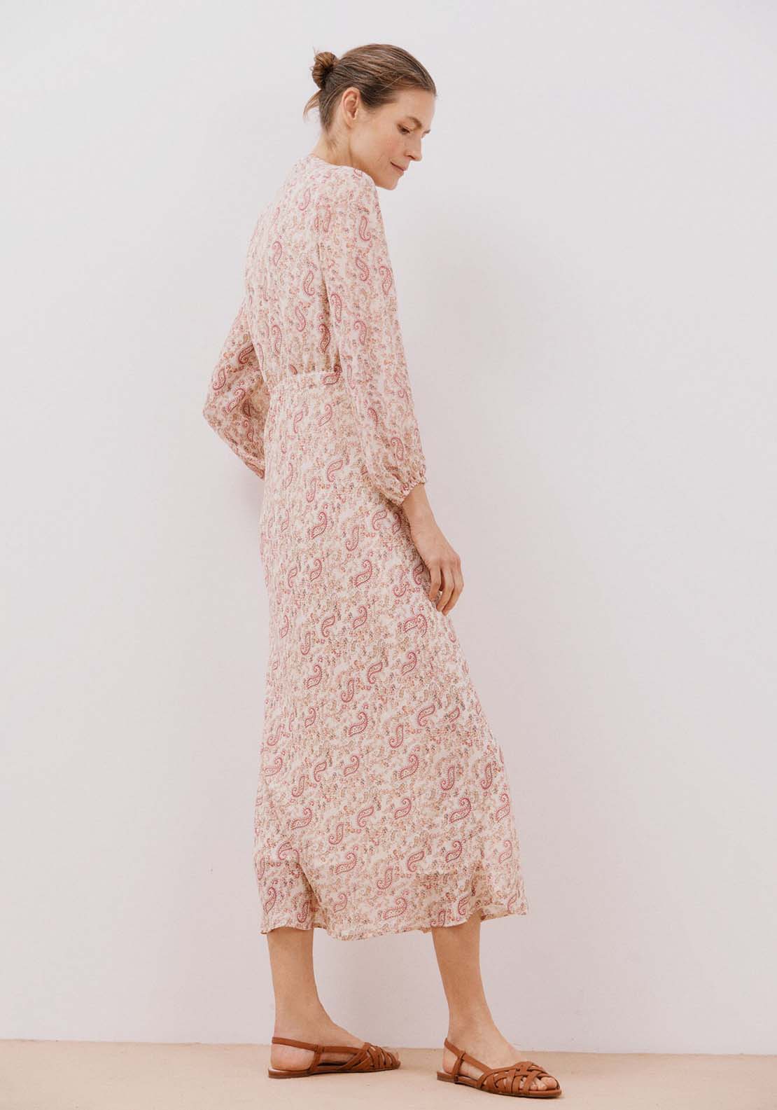 Cortefiel Flowing printed dress - White Print 2 Shaws Department Stores
