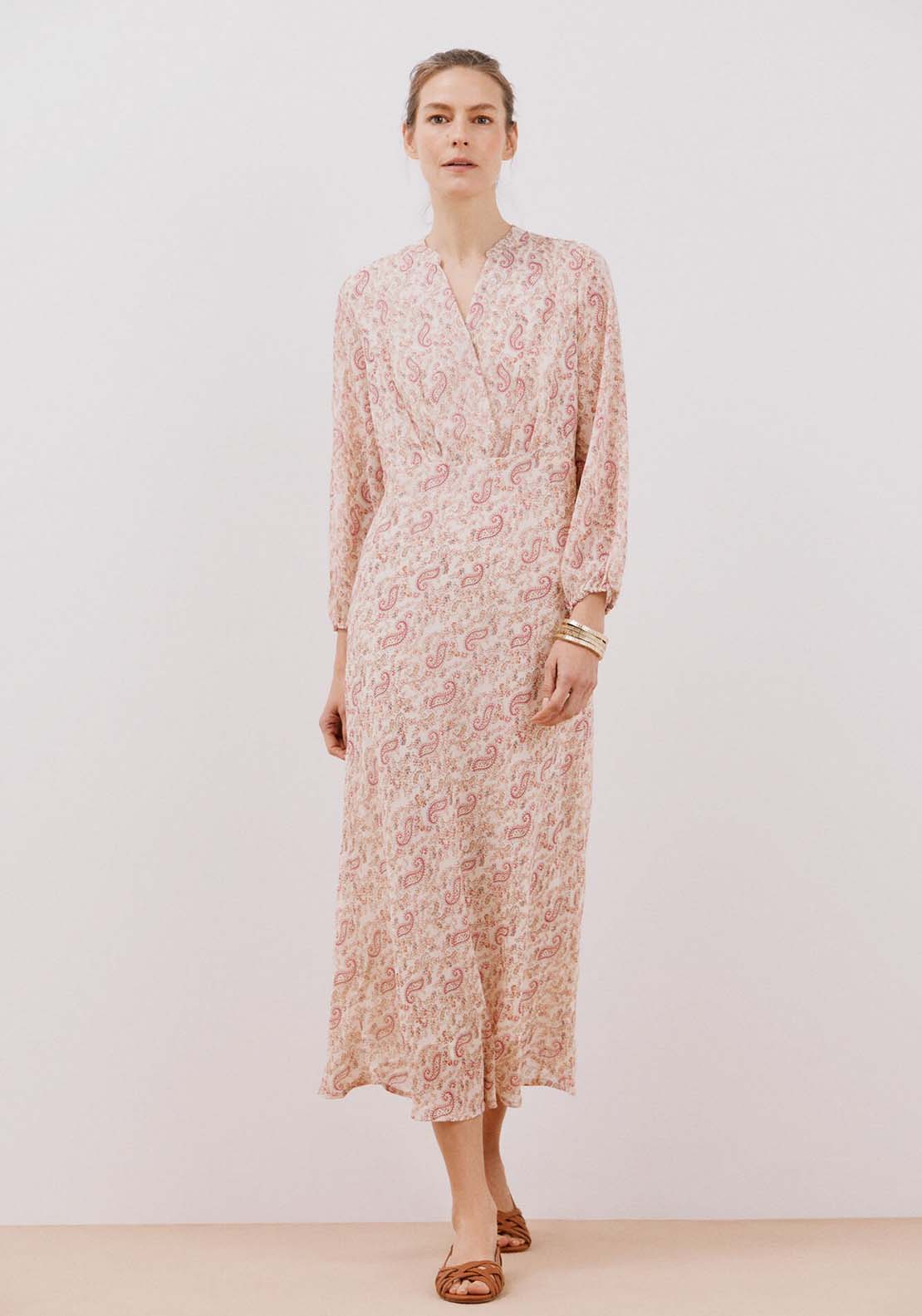 Cortefiel Flowing printed dress - White Print 1 Shaws Department Stores