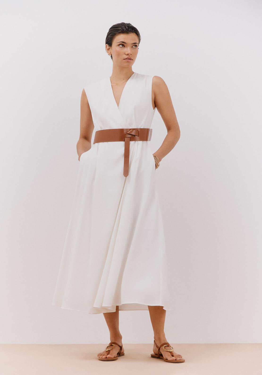 White Dress With Belt