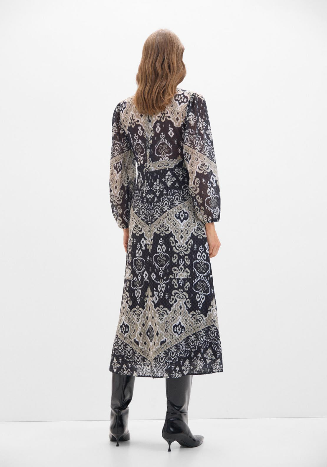 Cortefiel Textured Print Dress - Multicolor 2 Shaws Department Stores