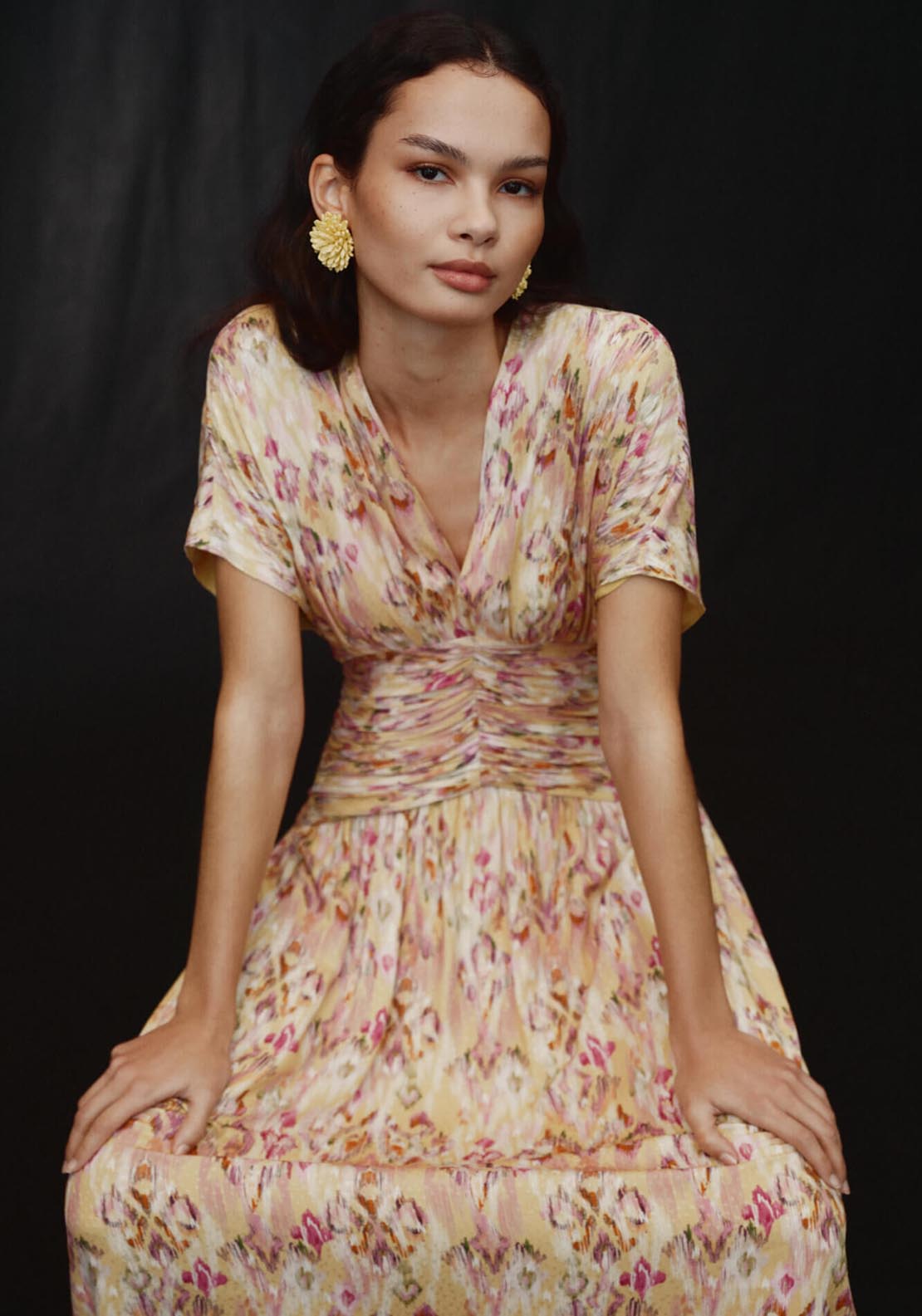 Cortefiel Draped Midi Dress - Multicoloured 2 Shaws Department Stores