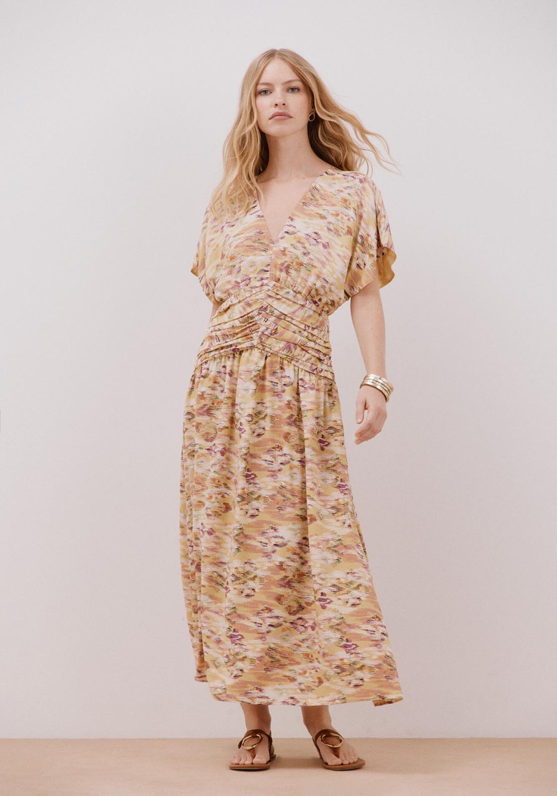 Cortefiel Draped Midi Dress - Multicoloured 4 Shaws Department Stores