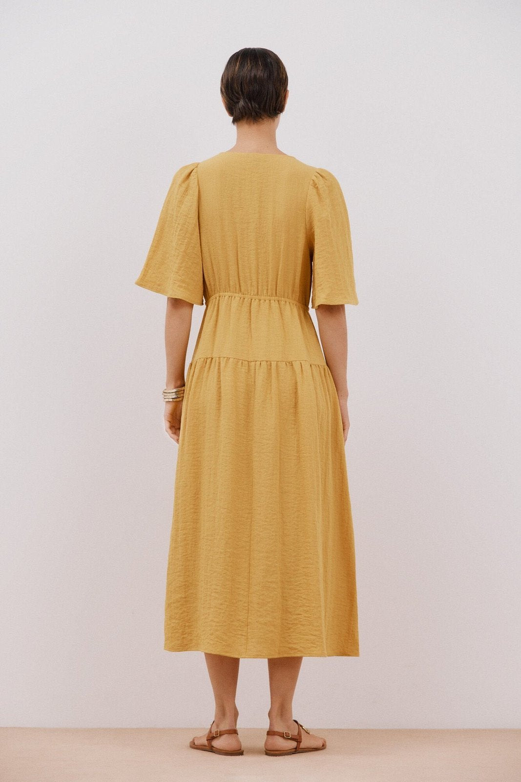 Cortefiel Long Sleeve Dress - Gold/mustard 3 Shaws Department Stores