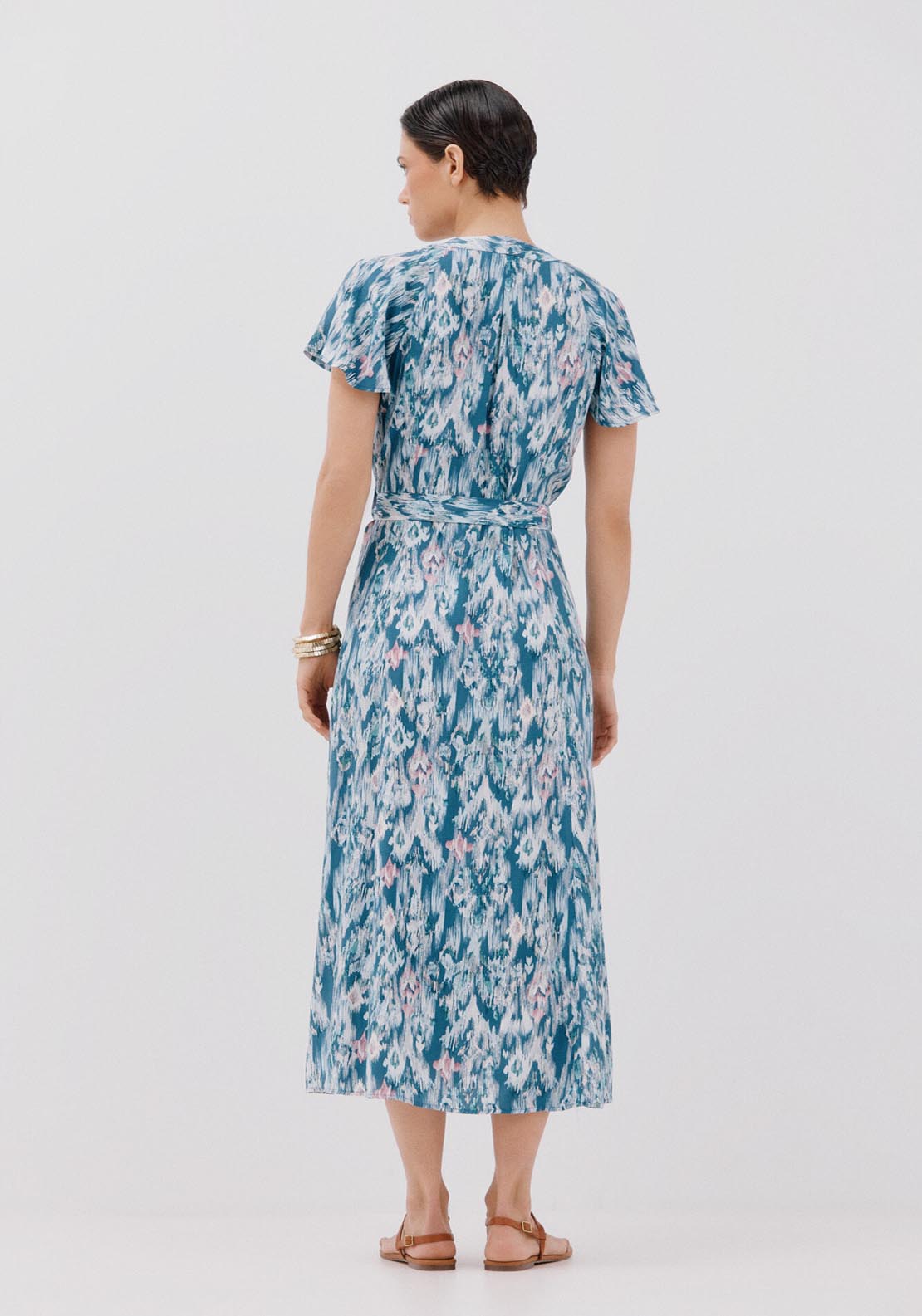 Cortefiel Printed Midi Dress - Blue 6 Shaws Department Stores