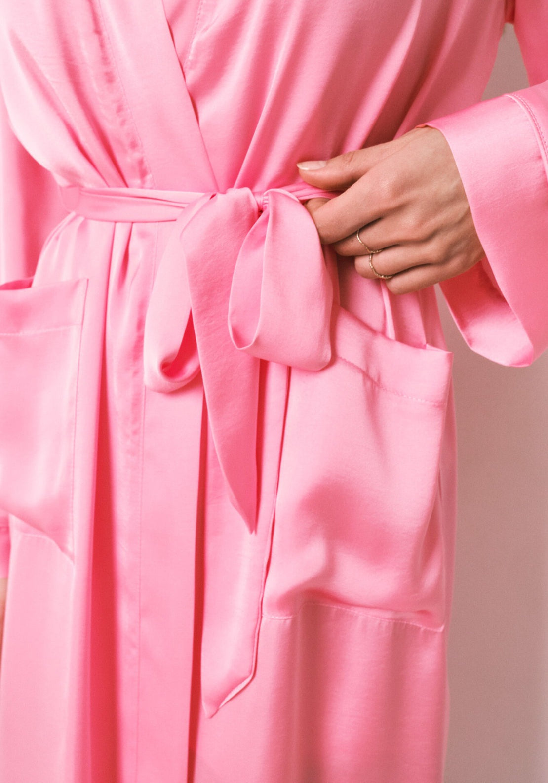 Satin Midi Robe - Pink