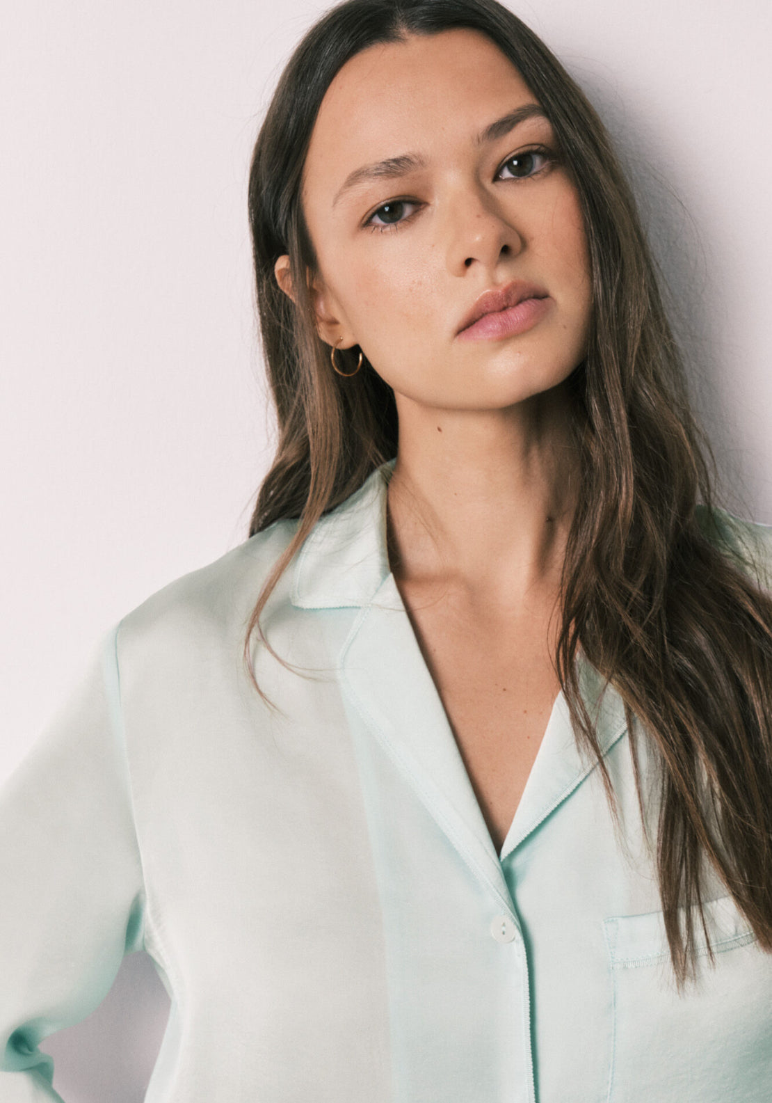Satin Classic Long Pyjamas - Green