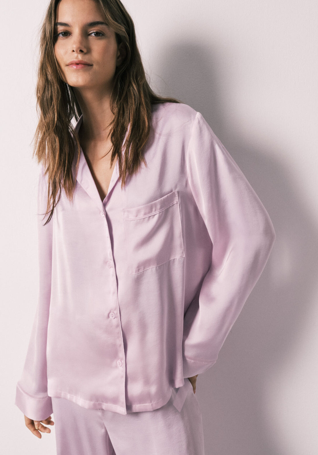 Satin Long Classic Pyjamas - Purple