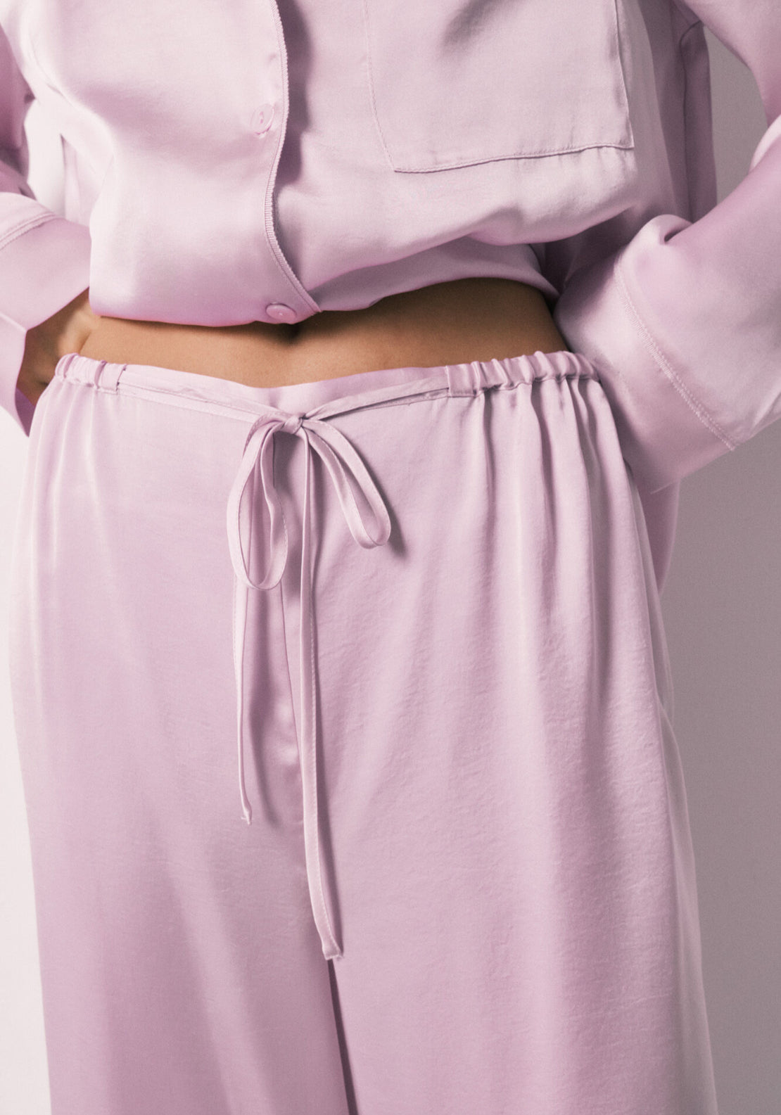 Satin Long Classic Pyjamas - Purple