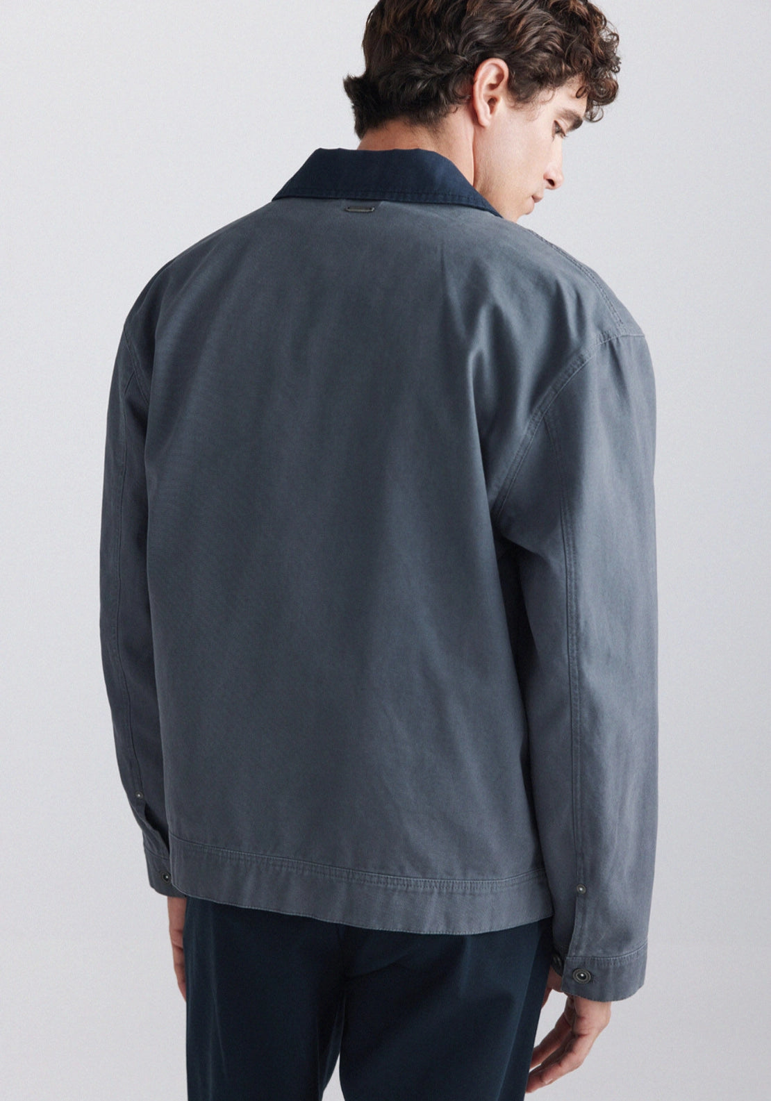 Contrast Collar Jacket - Blue