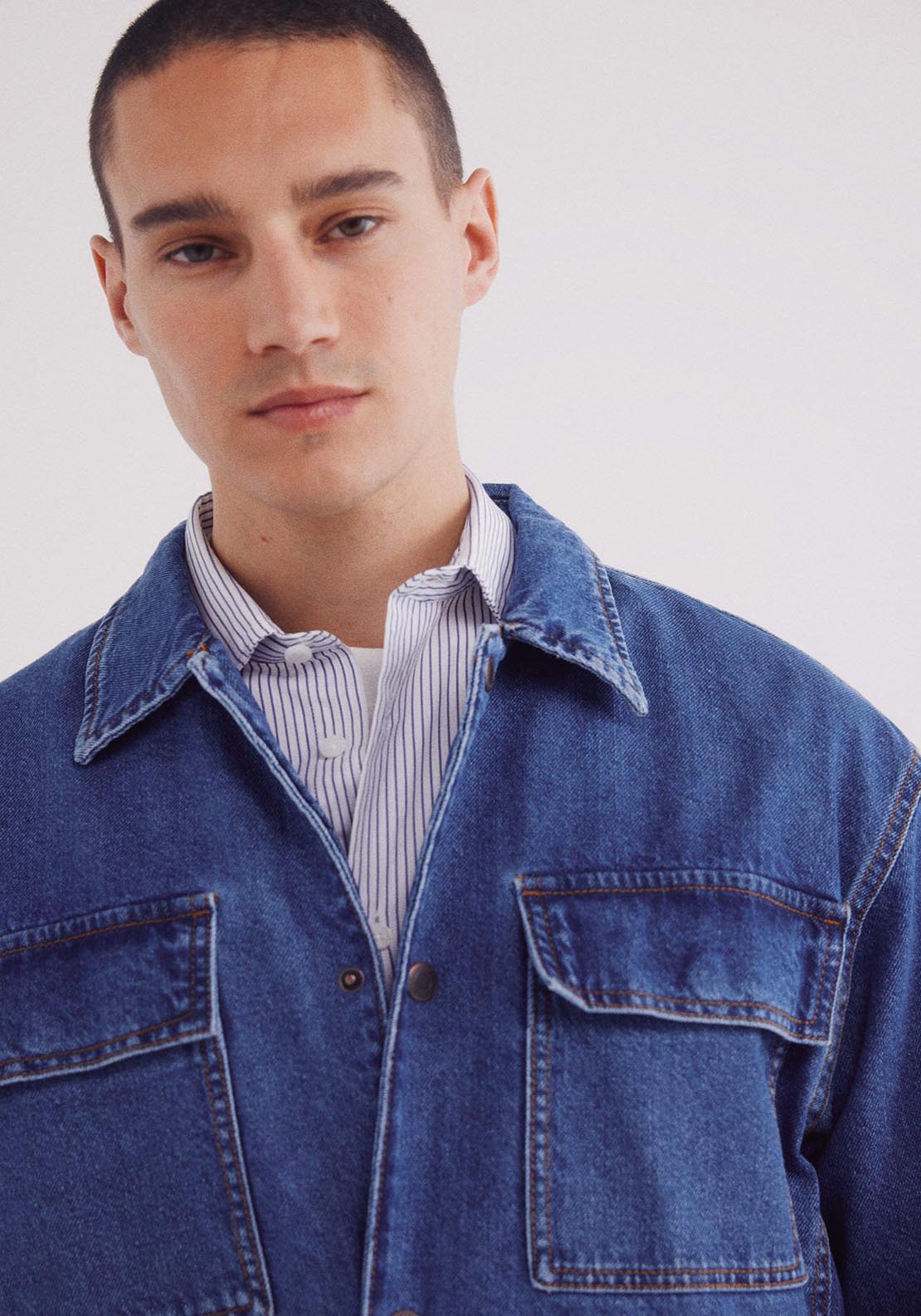 Springfield Oversize Fit Denim Jacket - Blue 3 Shaws Department Stores