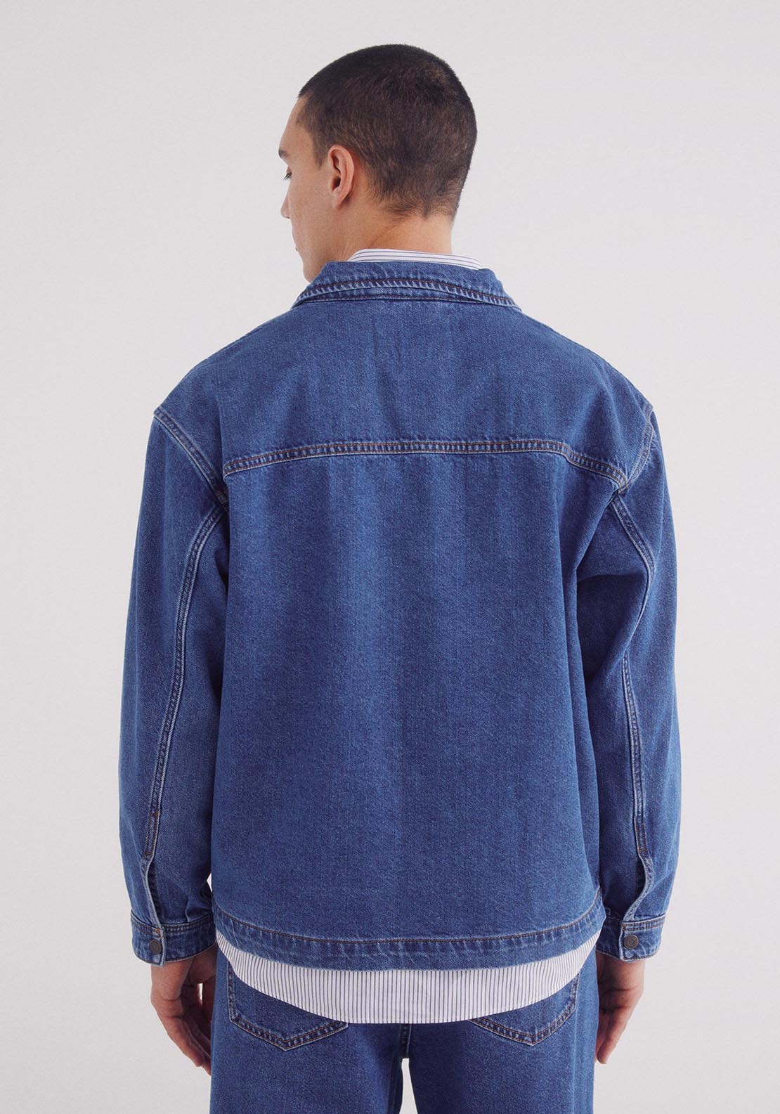 Springfield Oversize Fit Denim Jacket - Blue 4 Shaws Department Stores