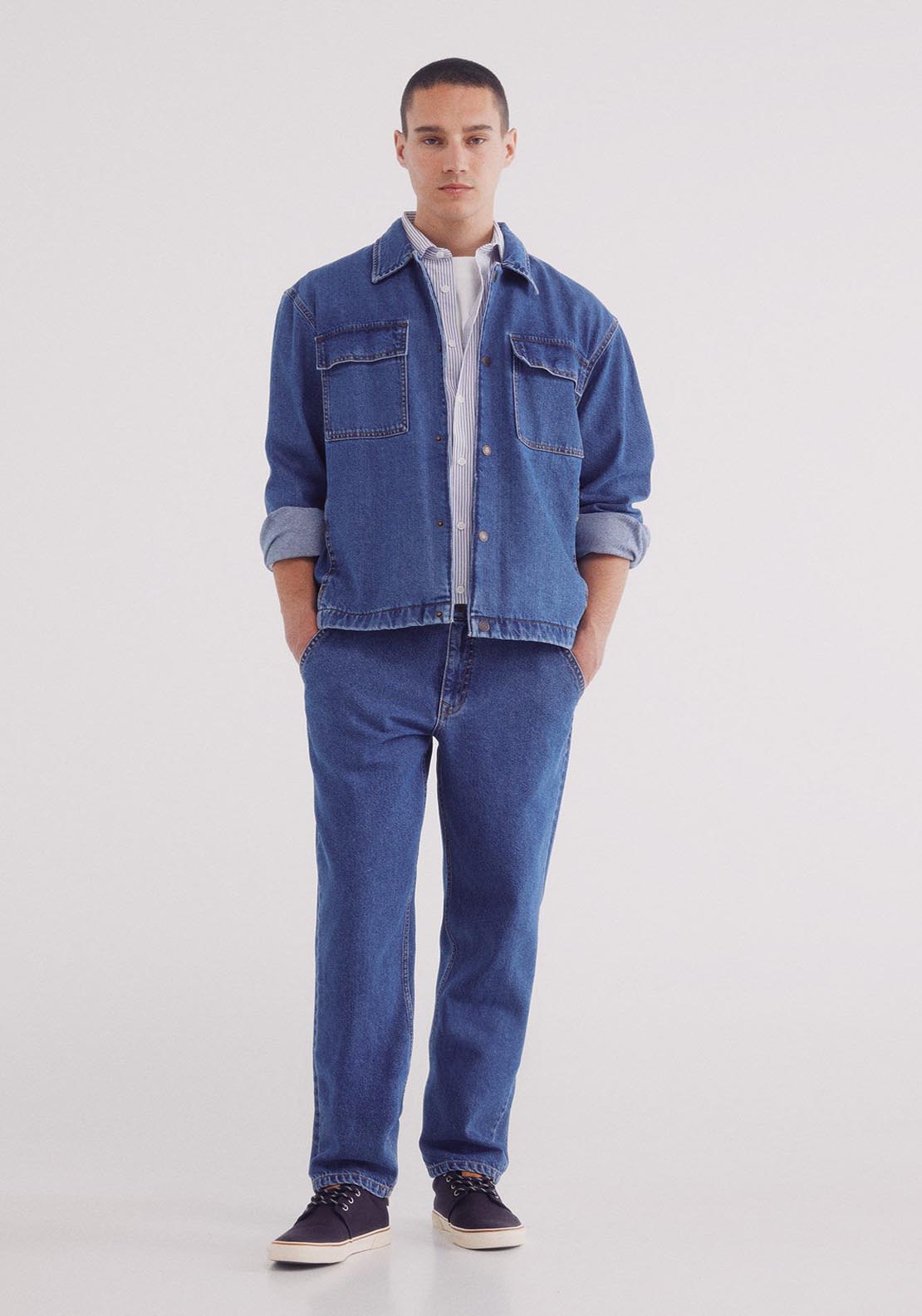 Springfield Oversize Fit Denim Jacket - Blue 2 Shaws Department Stores