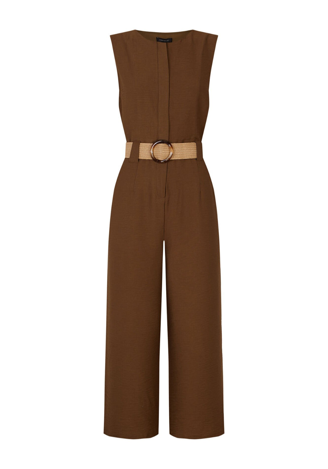 Cortefiel Raffia Belted Jumpsuit - Green 7 Shaws Department Stores