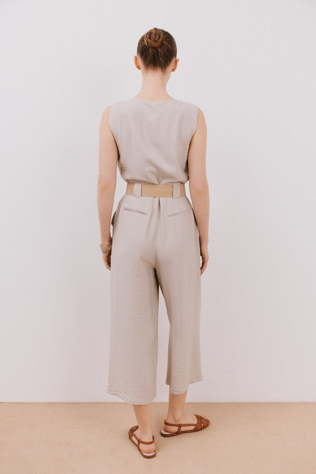 Cortefiel Jumpsuit With Contrasting Belt - Sand 2 Shaws Department Stores