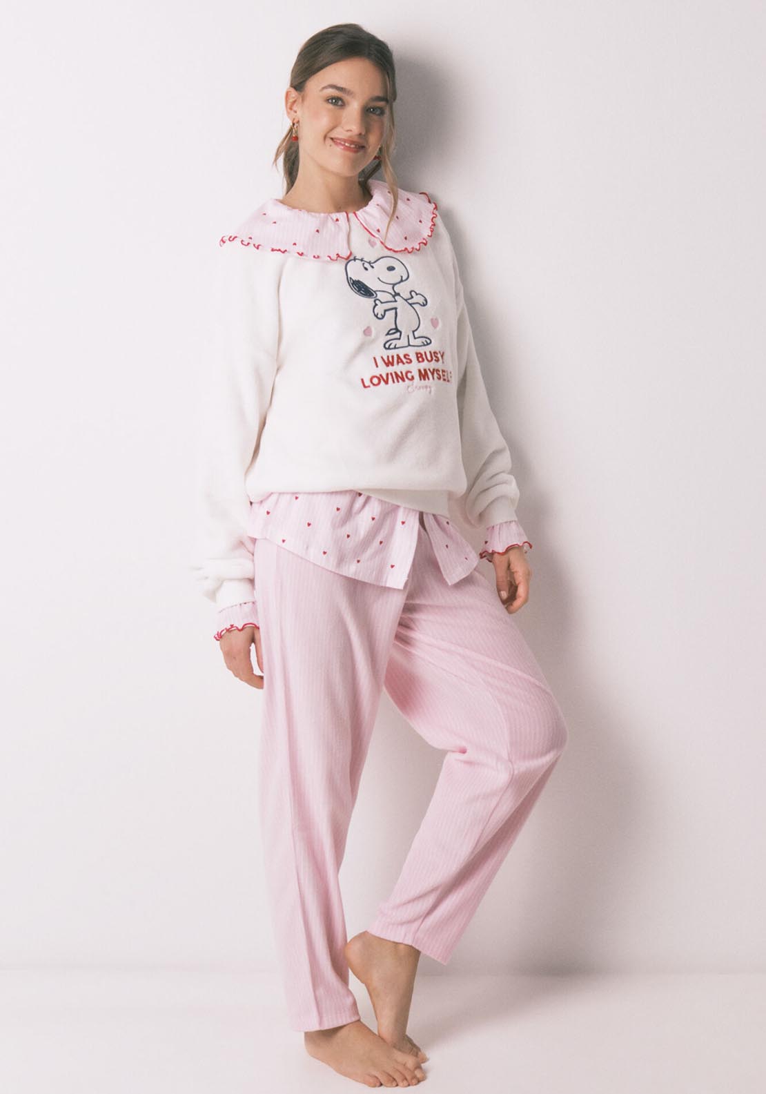 Fleece Long Pyjamas Snoopy - Ivory