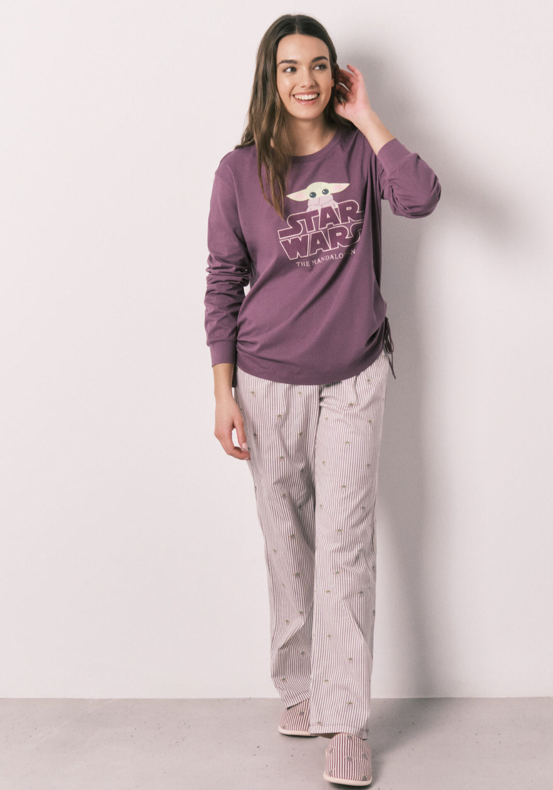 Cotton Long Pyjamas Baby Yoda - Purple