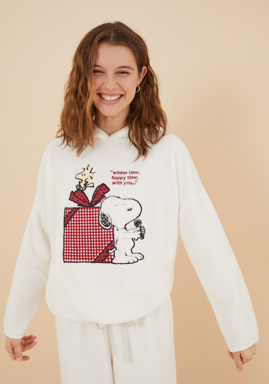 White Fleece Snoopy Pyjamas - Ivory – Shaws Department Stores