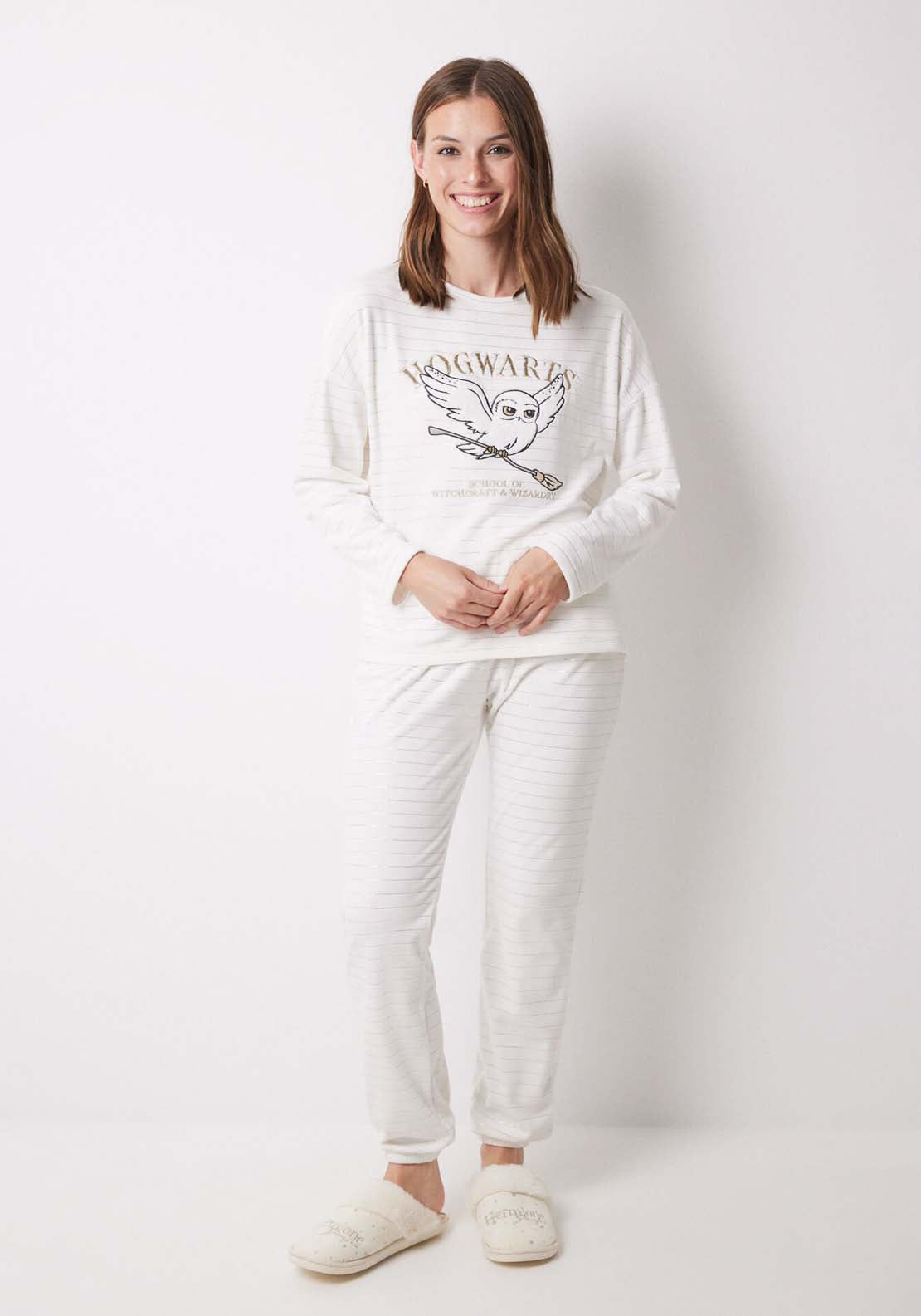 Womens Secret Hogwarts ivory velvet long pajamas - Ivory 1 Shaws Department Stores